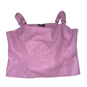 AS by DF Recycled Leather Square Neck Cami Tank Pink Smock Back Adjustable M